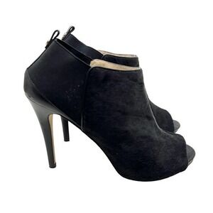 Michael Kors Genivee Booties black Haircalf Size 9 Heels Open Toe leather
